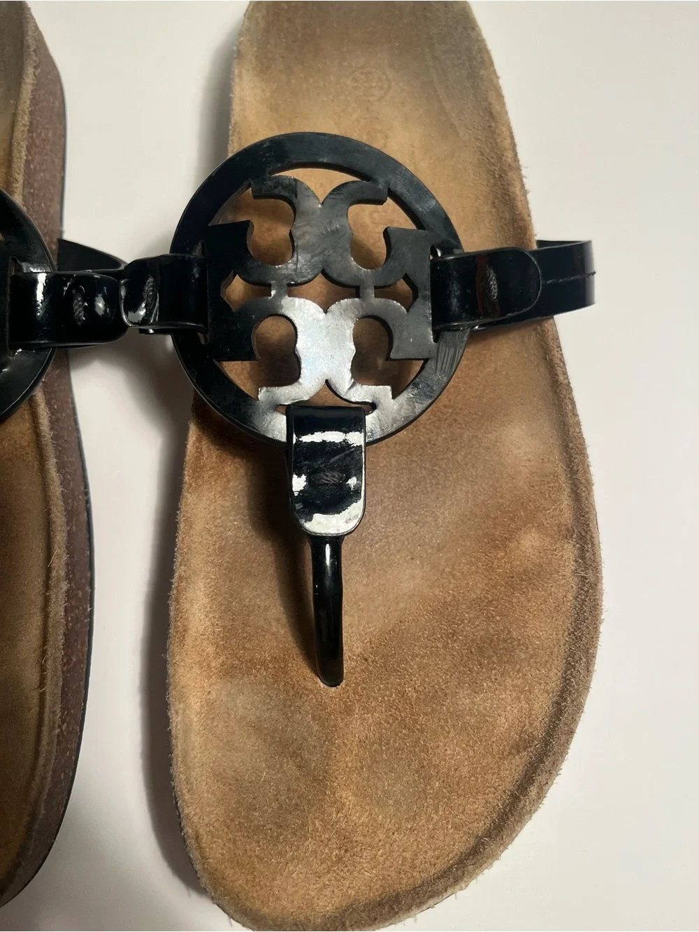 TORY BURCH  🎩🎩Black Miller Logo Thong ( BIRKENSTOCK STYLE) size 8